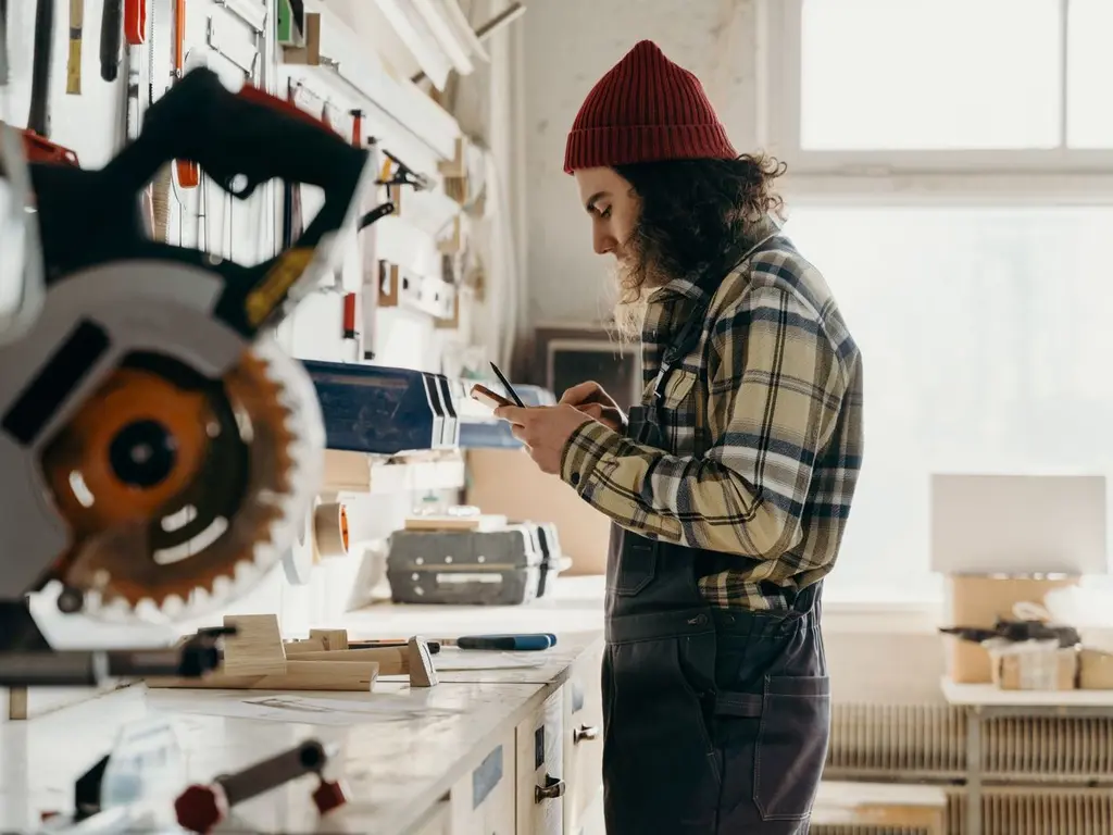 A tradesperson working in a workshop